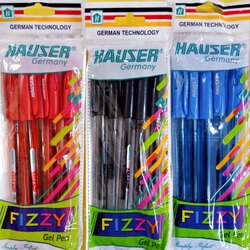 Hauser fizzy Gel Pen (Pack of 5)(Blue Black Red)